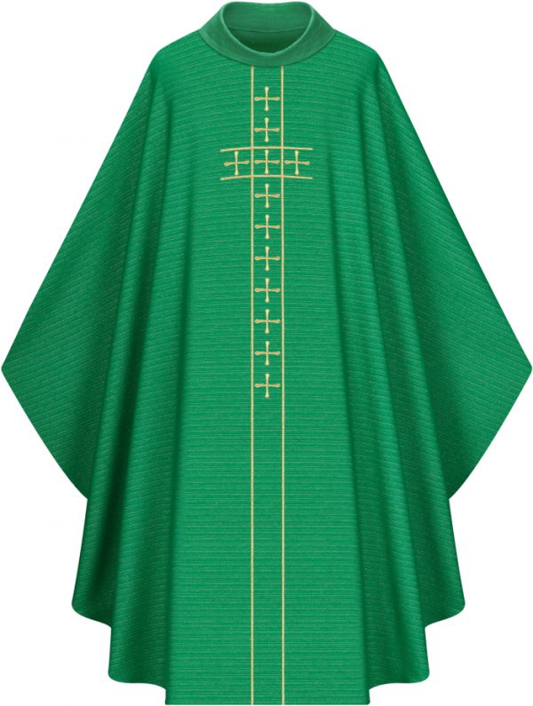 Green Gothic Chasuble with gold cross embroidery
