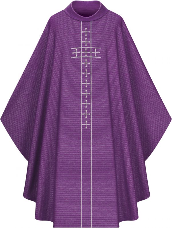 Purple Gothic Chasuble with gold cross embroidery