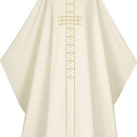 White Gothic Chasuble with gold cross embroidery