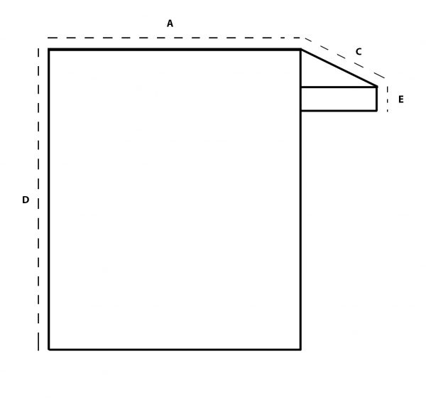 sketch of altar cover with dimensions